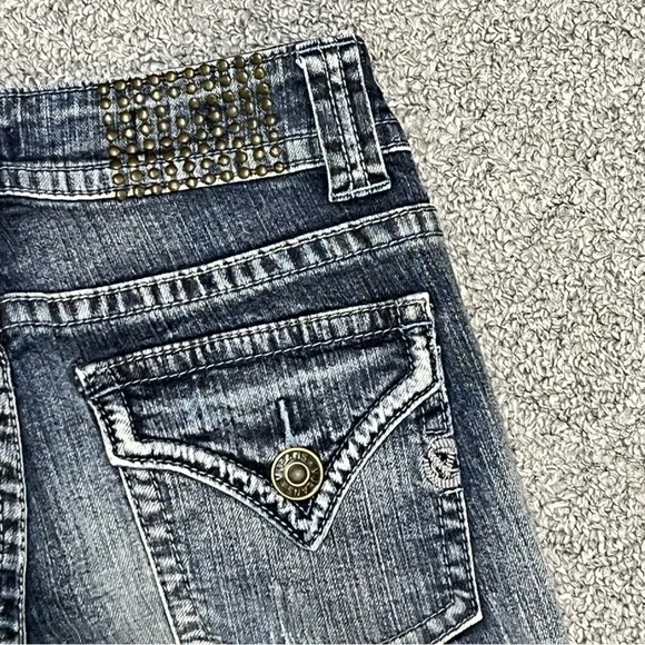 Vigoss Capri Studded Thick Stitch Distressed Jeans Womens Size 1 Blue - Picture 11 of 13